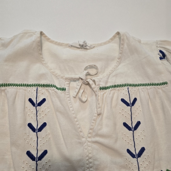 ba&sh Kimber Top Cotton Short sleeves Tie neck Pull on Size M - Picture 4 of 11